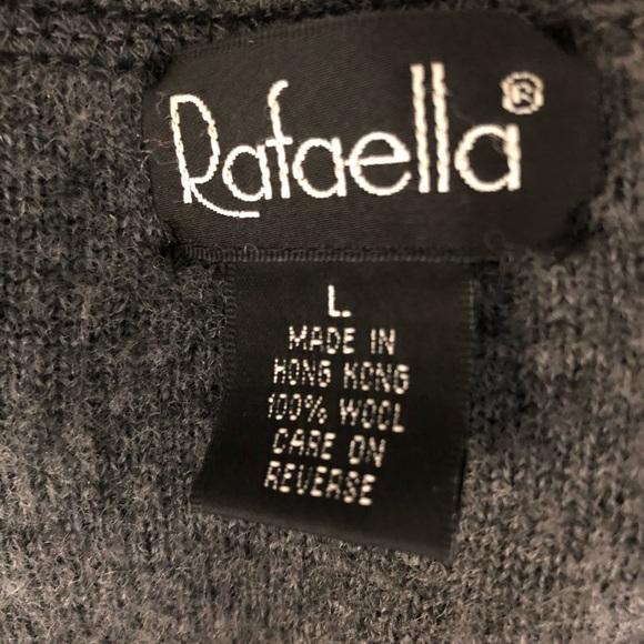 100% WOOL RAFAELLA GRAY CARDIGAN LONG SLEEVES - Picture 7 of 8